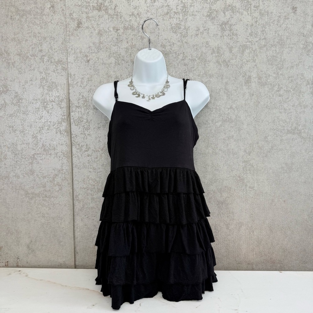 Little black dress with sparkles, whimsical goth aesthetic